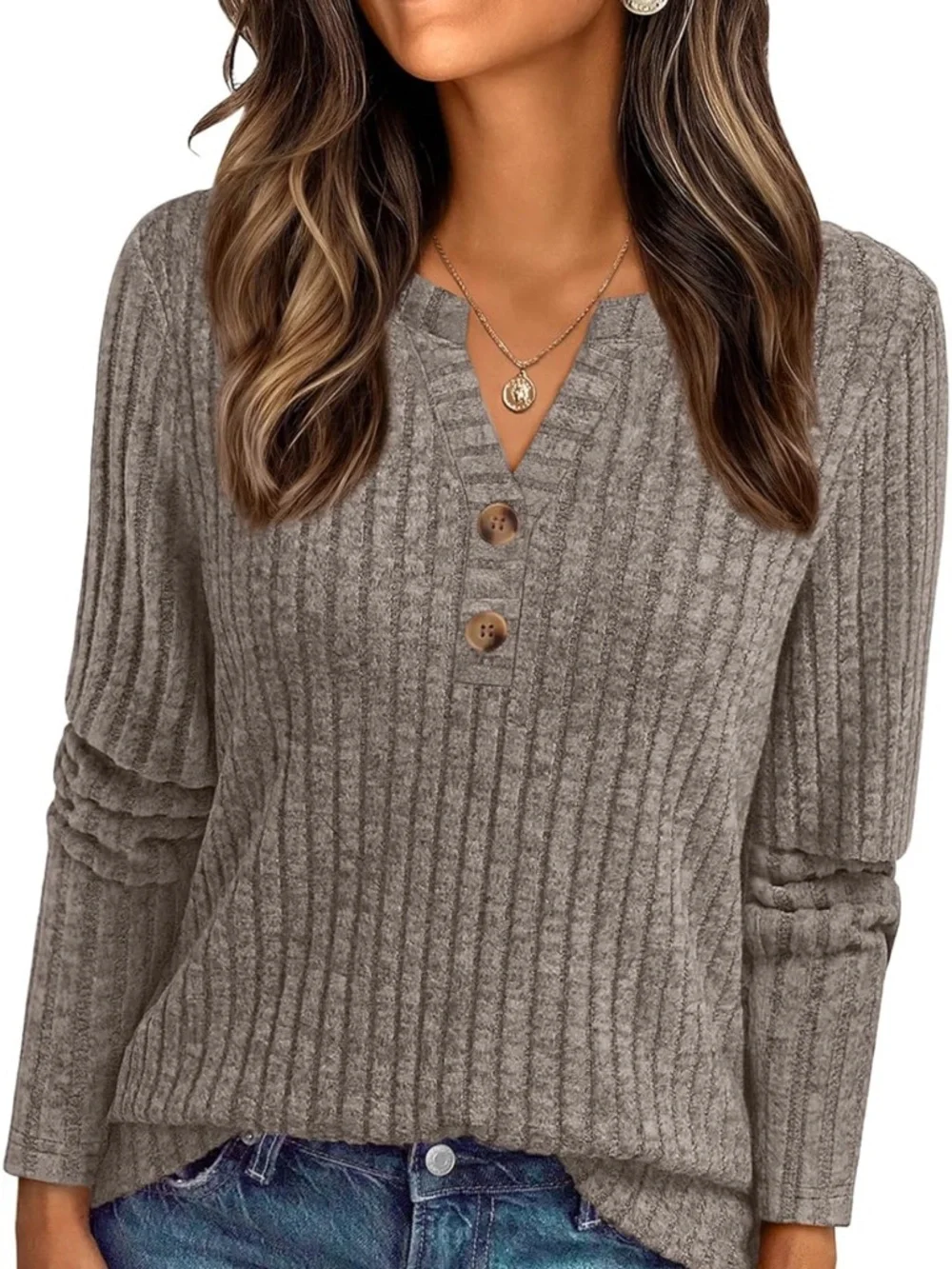 BRAND NEW Women’s Small Cozy Ribbed Sweater in Taupe - Picture 1 of 9